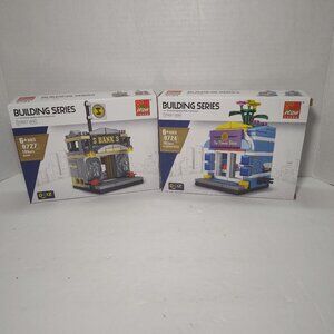 Peizhi Mini City Street Building Blocks – Bank & Flower Shop (2-Set Lot) NEW